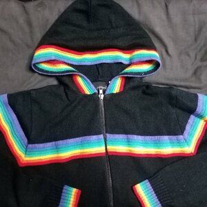 Vintage Ann Chabrol Rainbow Stripe Knit Hoodie Sweater